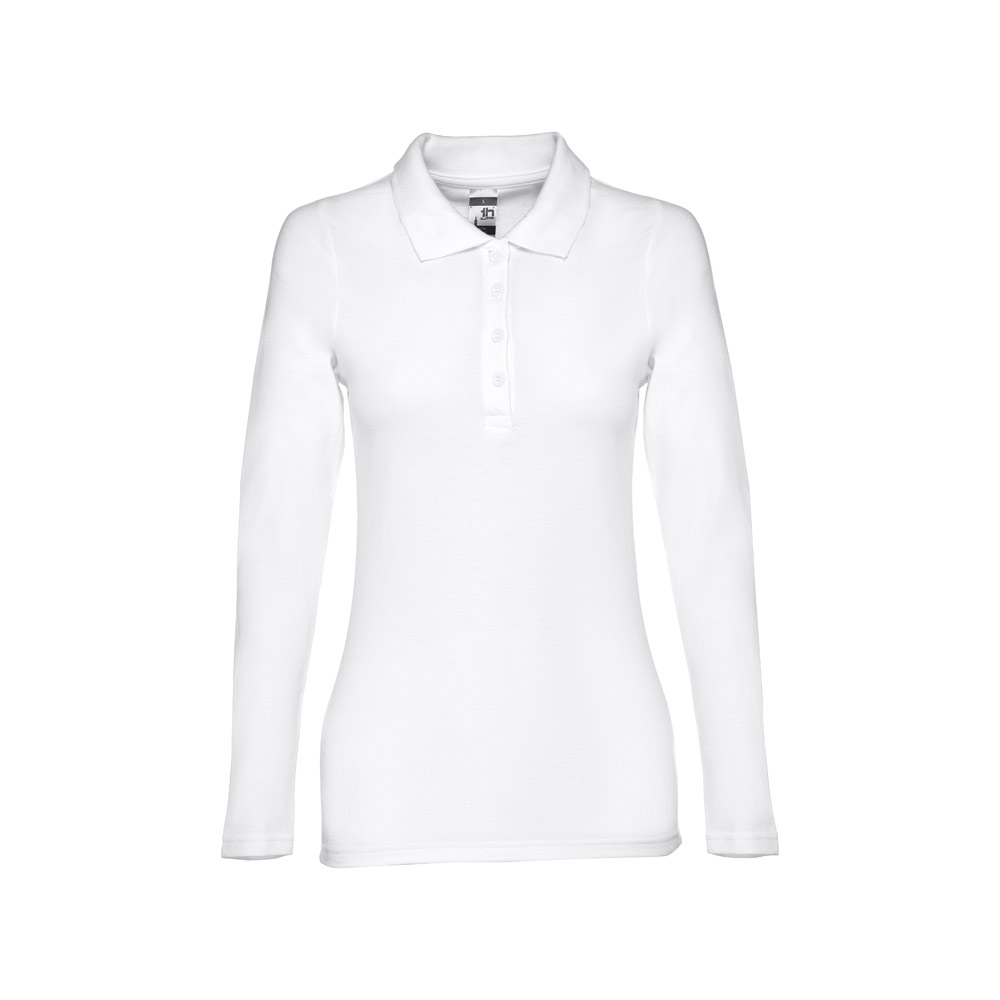 THC BERN WOMEN WH Langärmeliges Poloshirt für Damen aus kardierter Baumwolle