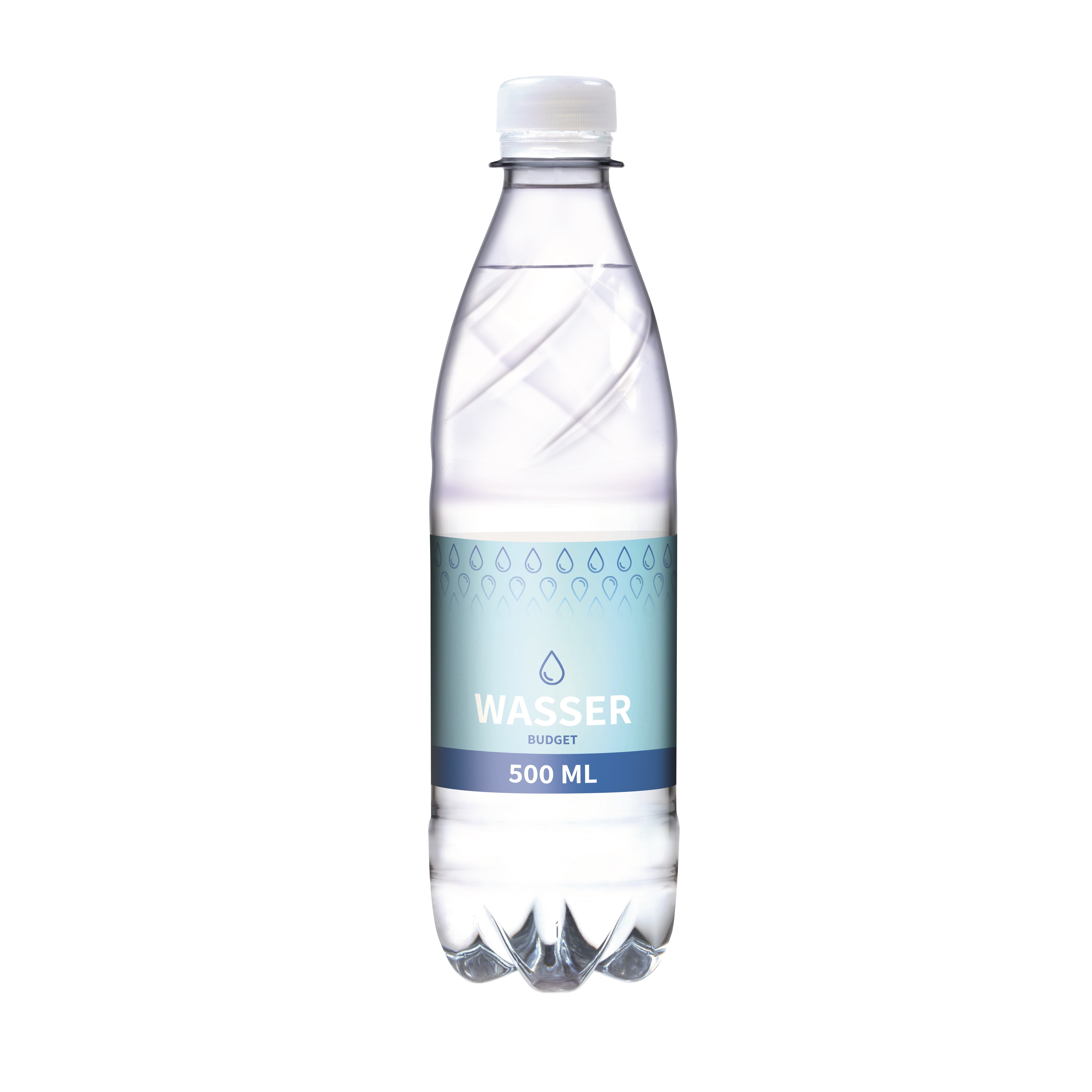 500 ml Tafelwasser, sanft prickelnd (Flasche Budget) - Papieretikett